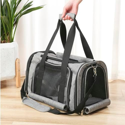 Pet Carrier Bag for Small Medium Cats Dogs Puppies up to 26 Lbs,Steel Frame Dog Carrier,pricacy-Oriented cat Carrier,Collapsible pet Carrier for Easy Storage (Grey, Small: 16.1"X10.6"X10.2") - Image 3