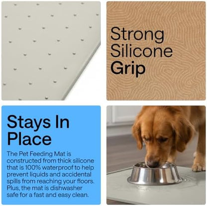 GORILLA GRIP Dog Food Mat, 100% Waterproof Silicone, 16x10 Light Gray - Image 3