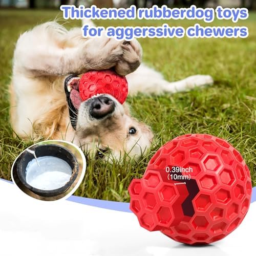 DISSKNIC Indestructible Squeaky Dog Balls for Aggressive Chewers, Interactive Dog Toys for Aggressive Chewers for Relieving Anxiety, Dog Chew Toy Balls for Small Medium Large Dogs, Outdoor Dog Toys - Image 3