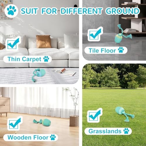 Interactive Dog Toy, [Newly Upgraded] Motion Activated Rolling Squeaky Ball for Medium/Large Dogs, Automatic Moving Dogs Ball for Boredom, USB Rechargeable(Cyan) - Image 6