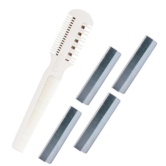 Razor Comb for Dogs Cats with 4 Extra Blades, Manual Pet Cat Dog Grooming Tool for Thinning, Cutting,Styling and Grooming