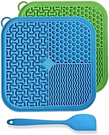 2-Pack Lick Mats for Dogs and Cats – 7.8" Silicone Slow Feeder with Strong Suction Cups, Non-Slip Anxiety Relief & Boredom Buster for Grooming, Peanut Butter Lick Pad | Dishwasher Safe by Unknown