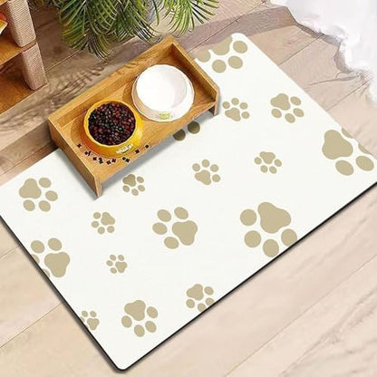 Pet Feeding Mat Dog Cat Food Mat Absorbent No Stains Quick Dry Rubber Bottom Anti-Slip Water Bowl Mats Easy to Clean for Indoor Pet Placemats Water Dispenser Mat by PETFEEDINGMAT