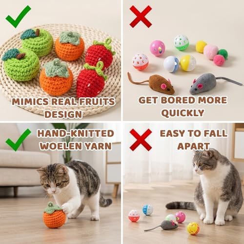 6Pcs Catnip Cat Toys Balls, Cat Nip for Cats, Cat Toys for Indoor Cats, Handmade Yarn Balls with Natural Silvervine Gall Fruit with Various Sizes for Indoor Kitten Kitty Enrichment & Stress Relief - Image 6