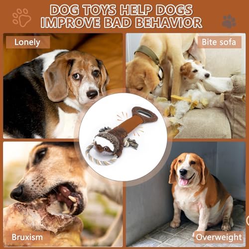 Large Plush Squeaky Dog Toys with Crinkle Paper, Tug of War Pull Toys for Puppies, Interactive Dog Chew Toys for Small, Medium and Large Dogs - Image 4