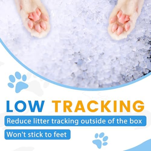 NEWORD Non-Clumping Crystals Cat Litter, Superior Odor Control Silica Gel Litter, Low Tracking & Dust-Free, Soft-On-Paws, Unscented, 14 lbs (2 Packs of 7lb Bags) - Image 6