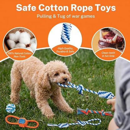 Toozey 8 Pack Small Dog Toys, Squeaky Plush Puppy Toys & Durable Rope Toys - Image 3