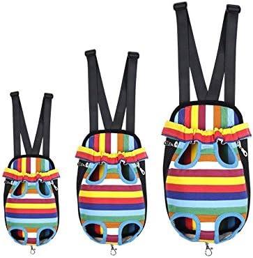 Pet Dog Puppy Cat Carrier Five Holes Backpack Double Shoulder Straps Canvas Cotton Front Chest Backpack Bag(Colourful, Medium) - Image 2
