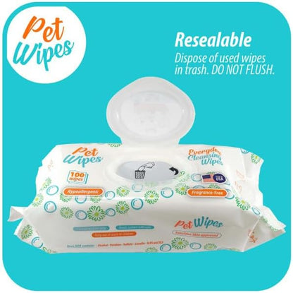 Txakur pet Wipes for Dogs and Cats Hypoallergenic Natural Products for Cleansing from Nose to Tail 400ct 8x7in Wipes in Packs of 100 Wipes Perfect for Grooming and Cleaning Made in the USA