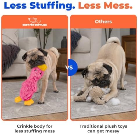 Best Pet Supplies Interactive Squeaky Dog Toy - Crinkle Duck, Pink - Image 5