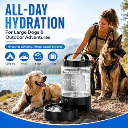 Portable Dog Water Bottle with Travel Bowl, 98 oz/2.8 L, Black - Image 3