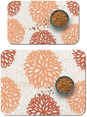 Dog Food Mat for Floors, Absorbent Pet Cat Food Bowl Mat, 2 Pack by QXWREL