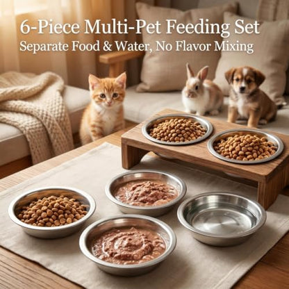 6Pcs Stainless Steel Cat Bowls 6.25In Shallow Wide Whisker-Friendly - Image 5