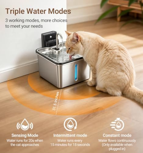 Wireless Cat Water Fountain, Water & Battery Separation, Faucet Design - Image 4