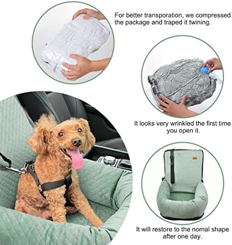 Dog Car Seat for Small Medium Dogs Pet Up to 40 lbs Green - Image 3