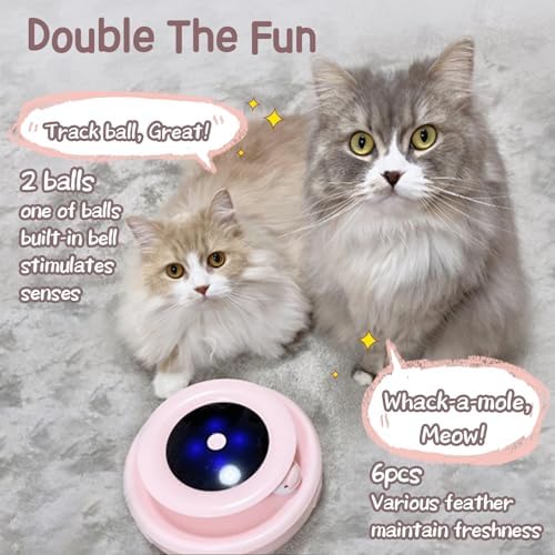ORSDA Cat Toys 2-in-1 Interactive Cat Toys for Indoor Cats, Automatic Cat Toy Balls, Ambush Feather Kitten Toys with 6pcs Attachments, Dual Power Supplies, Auto On/Off (Upgraded Version) - Image 2