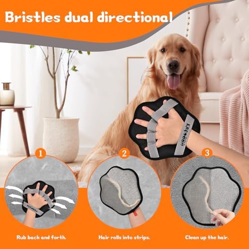 Pet Hair Removal Glove for Dog and Cat, Upgraded 5-Finger Electrostatic Pet Hair Remover, Reusable and Easy Cleaning, Effortlessly Remove Hair from Clothing, Couch, Carpet, Car Seat and Furniture - Image 3