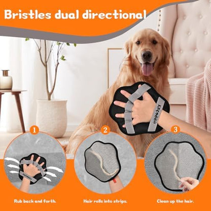Pet Hair Removal Glove for Dog and Cat, Upgraded 5-Finger Electrostatic Pet Hair Remover, Reusable and Easy Cleaning, Effortlessly Remove Hair from Clothing, Couch, Carpet, Car Seat and Furniture - Image 3