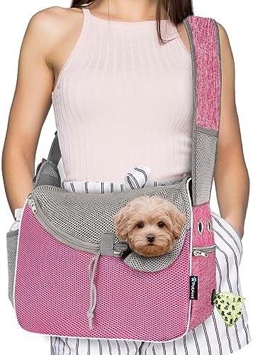 PetAmi Dog Sling Carrier for Small Dogs, Hands Free Crossbody Carrier, Pink by PetAmi