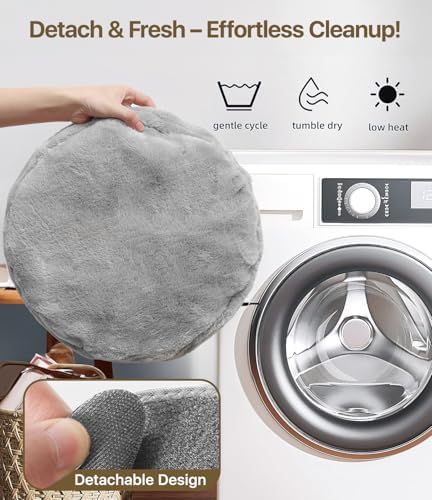 Cat Desk Bed, Cat Hammock for Home Office, 360°Rotating & Adjustable Shelf, Removable Comfortable Soft Pet Nest Bed, Modern Unique Kitten Furniture Attachment for Game Tables, Grey - Image 6