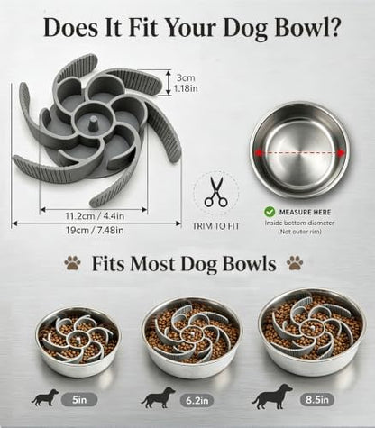 Slow Feeder Dog Bowls Insert Cuttable to fit 4.4"-7.5" Bowls Gray - Image 3
