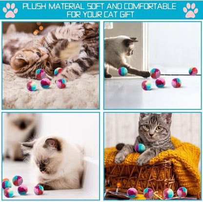 Amaxiu 1.2 in Colorful Cat Pom Pom Ball Toys, 20 Pcs Rainbow Cat Toy Balls Soft Plush Cat Ball Interactive Training Ball for Indoor Cats & Kittens - Image 7