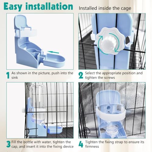 kathson Rabbit Water Bottle, 17oz Hanging Water Fountain Automatic Dispenser No Leak WaterFeeder for Bunny Chinchilla Guinea Pig Hedgehog Ferret - Image 4