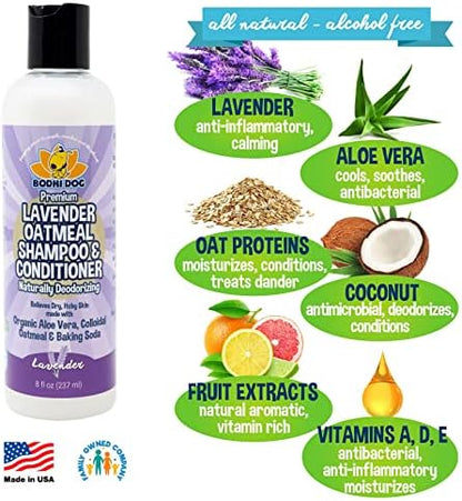 Bodhi Dog Premium Lavender Oatmeal Shampoo & Conditioner - Organic Formula for Dogs, Cats & Pets - Hypoallergenic, Soothes Dry, Itchy Skin & Supports Skin Health - Made in USA (8 Fl Oz) - Image 3