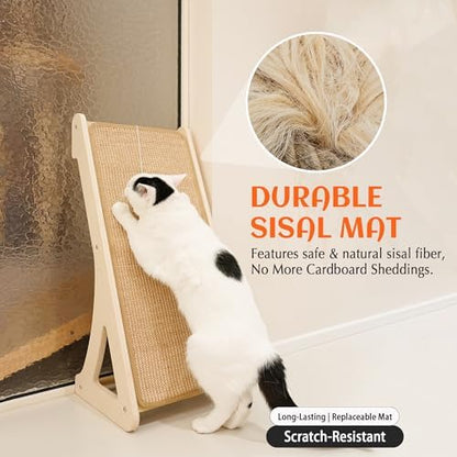 PETKARAY Cat Scratcher, Sisal Cat Scratching Ramp, L Shape Scratch Pad for Indoor Kitty, 27" Wall Furniture Protector with Mouse Toy - Image 3