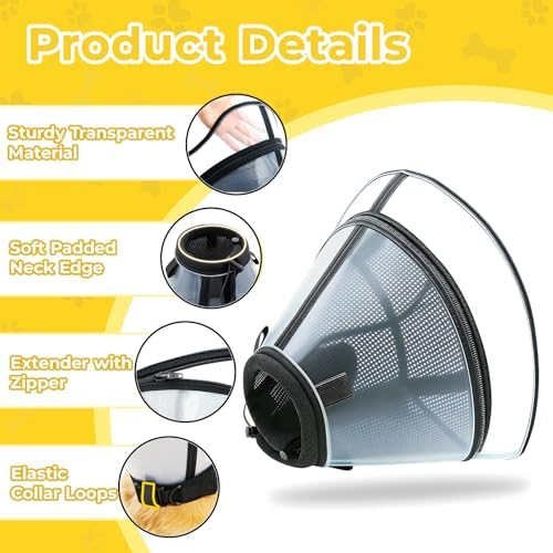Soft Transparent Dog Cone Collar, Depth Adjustable Recovery Cone - Image 6