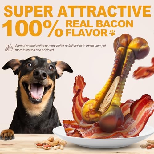 Dog Toys for Aggressive Chewers, Indestructible Dog Chew Toys for Large Medium Small Breed, Tough Nylon Interactive Durable Chew Toy Bone for Puppy Teething Toy Bacon Flavor, Best Gift&Keep Them Busy - Image 6