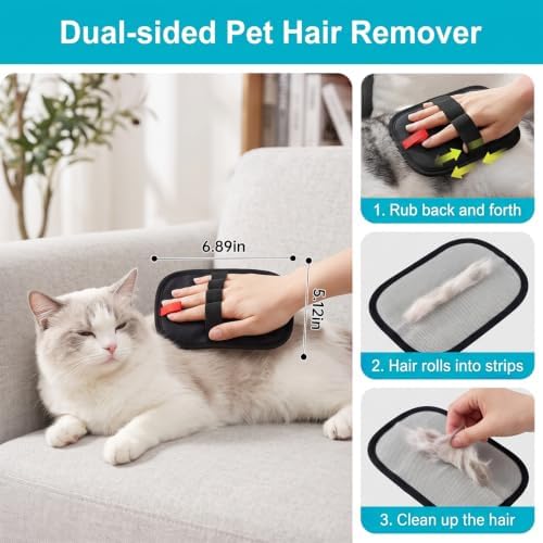 4 in 1 Carpet Rake for Pet Hair Removal, Pet Hair Remover Tool with Metal Scraper & Silicone Brush,54'' Adjustable Handle, 4 PCS Carpet Scraper Set, Dog Cat Hair Remover for Sofa, Couch, Car, Rug - Image 6