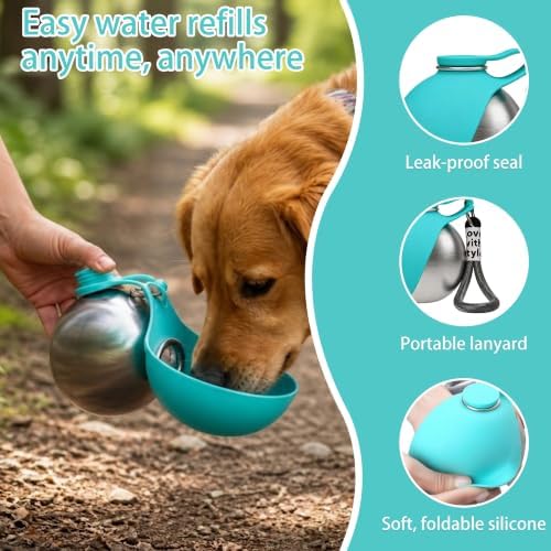 Portable Pet Water Bottle & Collapsible Dog Bowls, Spill Proof Water Dispenser, Cat Food Container & Dog Treat Holder, Small Size Pet Supplies Travel Accessories for Puppy Walking & Gifts - Image 6