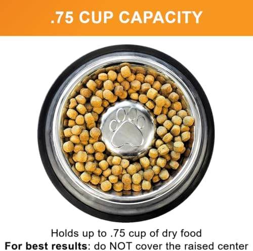 Neater Pet Brands Stainless Steel Slow Feed Bowl - Non-Tip & Non-Skid - Stops Dog Food Gulping, Bloat, Indigestion, and Rapid Eating (.75 Cup) - Image 2