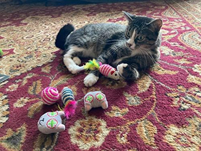 Smokey's Stash 5-Pack Catnip Toys for Indoor Cats – Potent Catnip Cat Face Toys, Natural Sisal Rope Mice and Rolling Ball – Durable Interactive Chaser Toys for Scratching, Hunting, and Exercise - Image 6