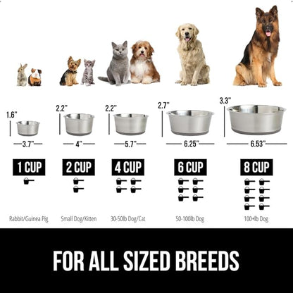 GORILLA GRIP Dog Bowl, Holds 4 Cups (32 fl oz), Food Grade 304 Stainless Steel Food and Water Bowl for Feeding Dogs and Cats, BPA Free Rubber Base, Easy Clean, Dishwasher Safe, Rust Resistant, Black