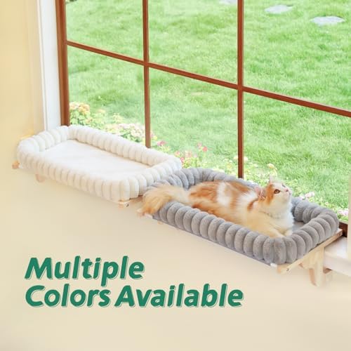 Zakkart SnugCloud Cat Perch for Windowsill (Natural Wood/Gray, M) - Image 3
