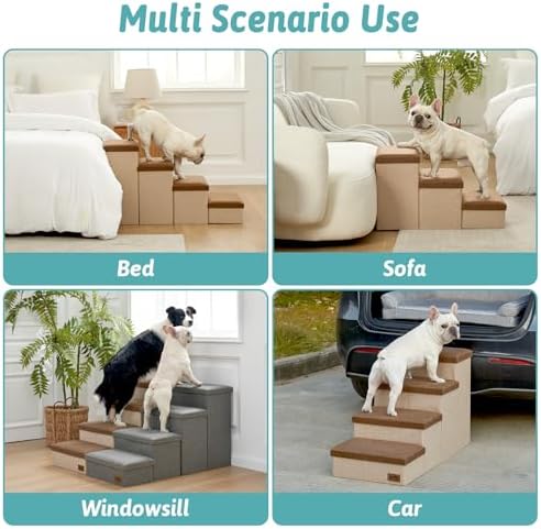 COZY KISS Dog Stairs with Storage, 16.7" H Wider Dog Steps, 3-Step - Image 5