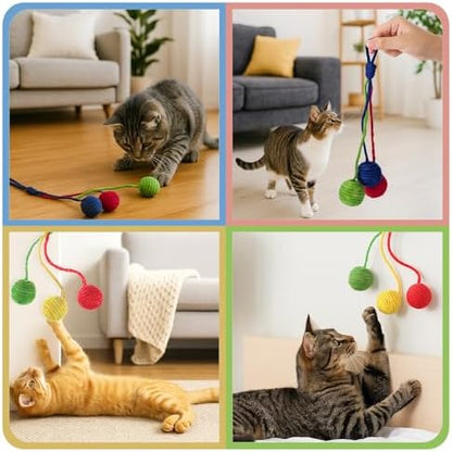 salbsever 2 Pcs Hanging Cat Toys Interactive Cat Toy Sisal Rope Ball Cats Scratching Rope Replacement Cats Cage Accessories for Indoors Fun - Image 4