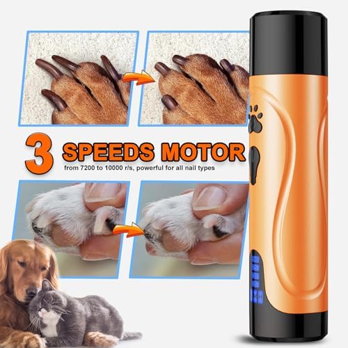 YABIFE Dog Nail Grinder, Dog Nail Trimmers and Clippers Kit, Super Quiet, Rechargeable, for Small Large Dogs Cats Toenail Claw Grooming,3 Speeds - Image 5