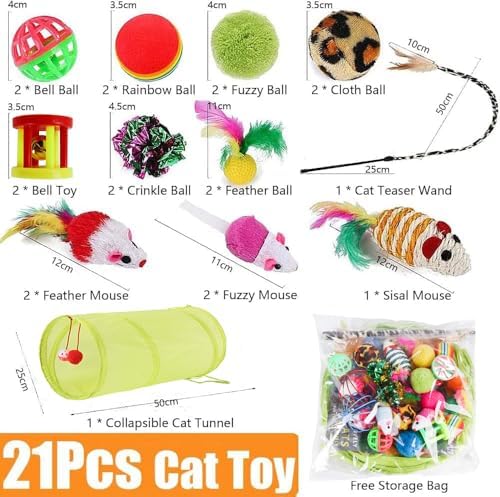 YDYJKI Cat Toys Interactive for Indoor Cats - Collapsible Cat Tunnel, Retractable Fishing Pole Wand Toy with Feather Attachments, Durable Kitten Teaser Replacement Refills for Play - Image 2