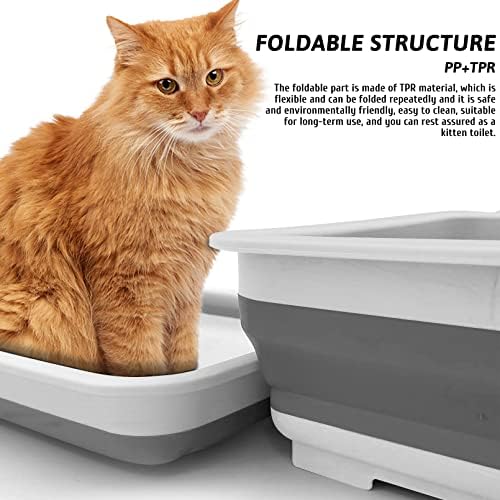 Fhiny Open Cat Litter Box, Kitten Potty Pan Semi-Enclosed Foldable Waterproof Travel Toilet for Indoor Cats Small Pet Kitty Rabbit Supplies Easy to Clean and Assemble 14.6"×10.6" - Image 4