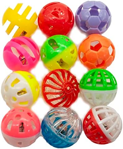 Fashion's Talk 12PCS Value Pack Plastic Ball Cat Toys Lattice Balls with Bell Jingle Kitten Toy,Gift Box 1.5" 6 Styles by Fashion%27s+Talk