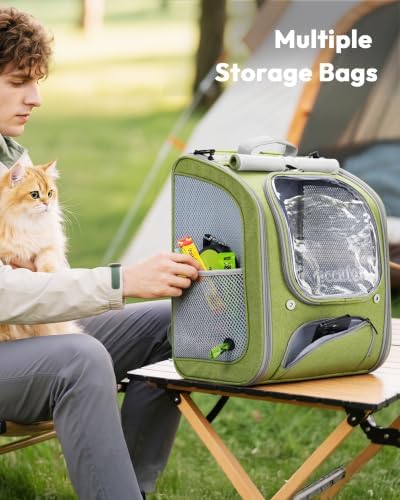 Pecute Cat Backpack Carrier,Large Space Cat Bubble Backpack,Light Green - Image 7