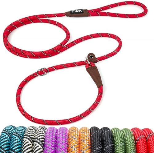 Fida Durable Slip Lead Dog Leash, 6 FT x 3/8" Dog Training Leash, Red by Fida