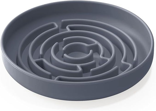 Slow Feeder Dog Bowl, Cat Slow Feeders Slow Eating, Modern Lick Mat Design, Reduces Gulping, Dishwasher Safe, Suit for All Cat & Dog Breeds (Grey)