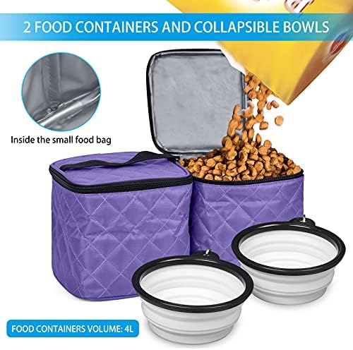 BAGLHER Dog Travel Bag Airline Approved Pet Supplies Backpack, Dog Travel Backpack with 2 Silicone Collapsible Bowls and 2 Food Baskets Purple - Image 7