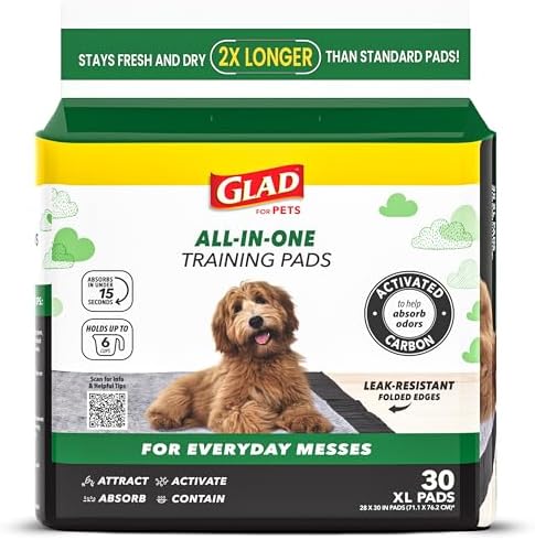 Glad for Pets XL Charcoal Training Pads for Dogs and Puppies, 30 Count by GladTrashFoodStorage