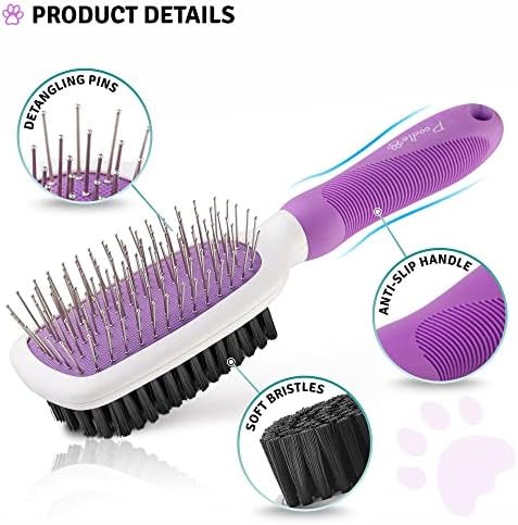 Pet Grooming Brush - Fur Detangling Pins & Coat Smoothing Slicker Bristles, Two-Sided Design for Dogs, Cats & Other Animals - Image 2