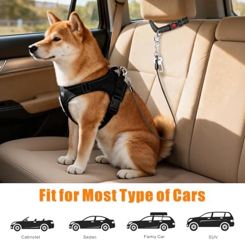 Idepet Dog Seat Belt for Car Stainless Steel 3 in 1 Dog Seatbelt Black - Image 5